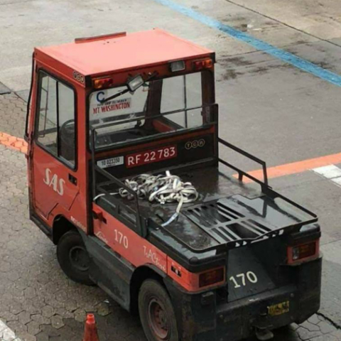 a fire truck parked in a parking lot