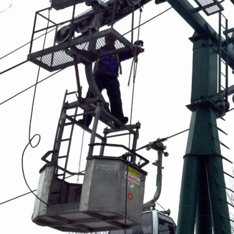 a close up of a metal pole