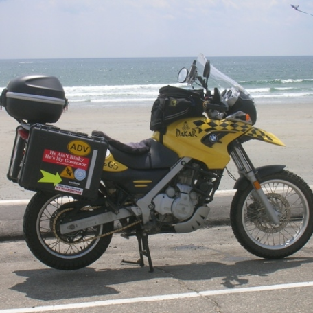 a motorcycle parked on the beach