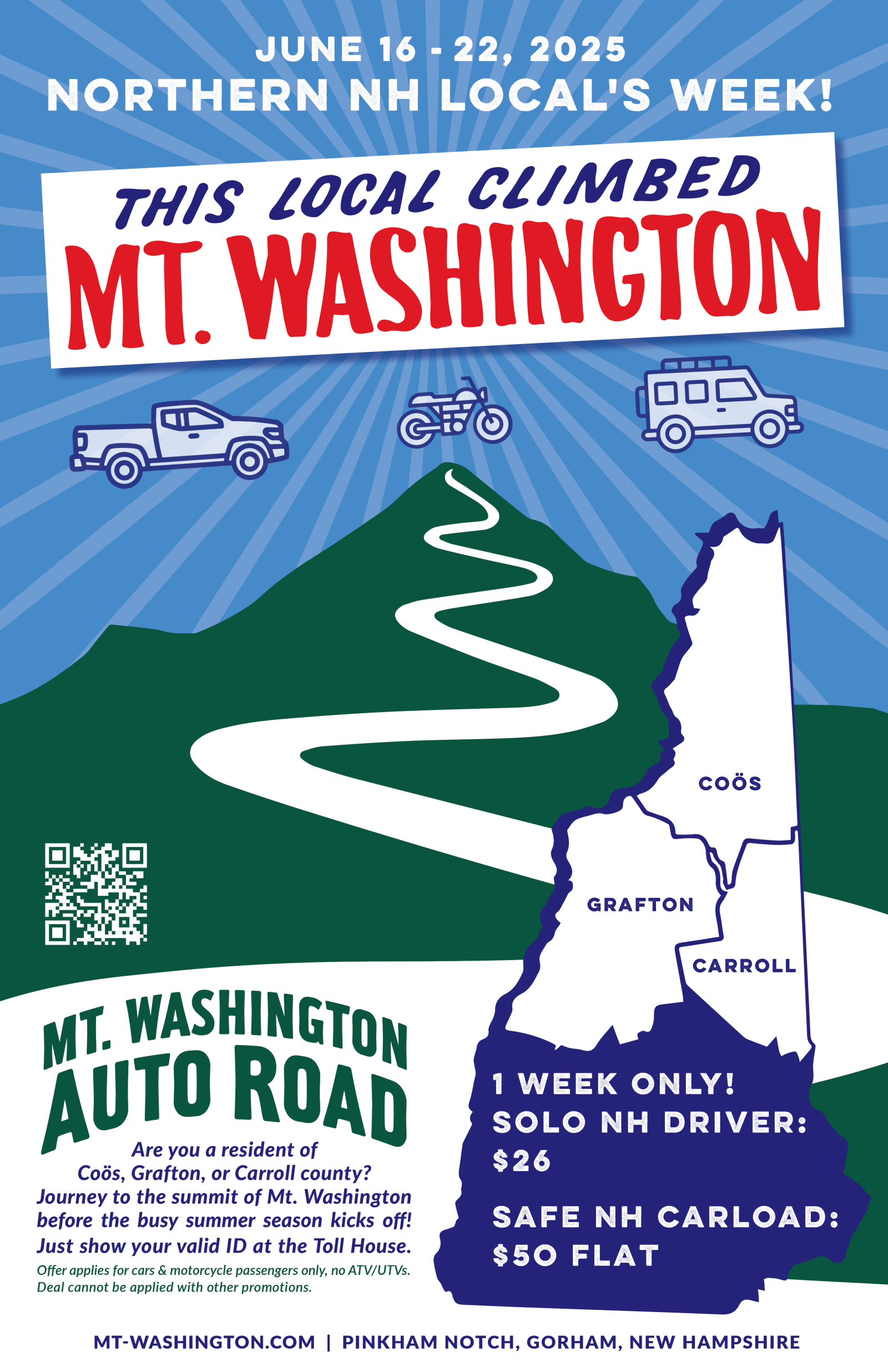 NorthernNHLocalsWeek_11x17_Poster_2025 An illustration of a bumpersticker that says