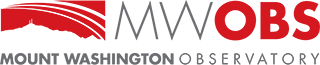 Logo with red mountain and text: MWOBS Mount Washington Observatory